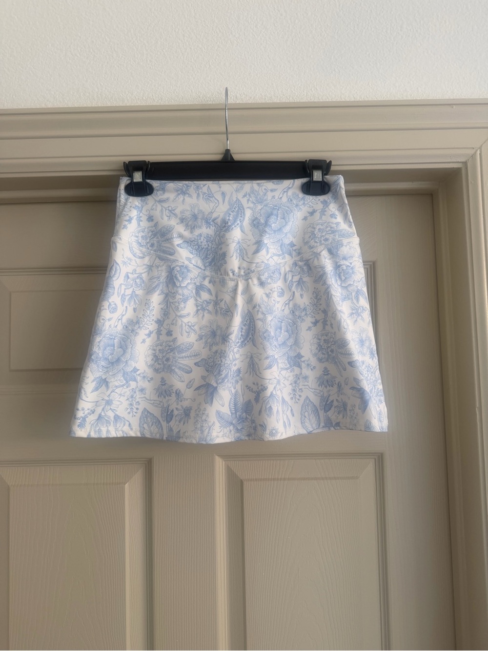 ANTONIO MELANI White and Light Blue Floral Mini Skirt